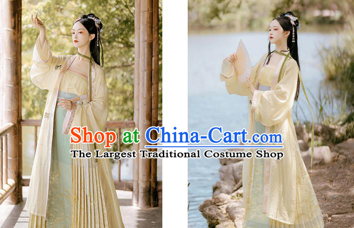 China Traditional Song Dynasty Village Girl Costumes Ancient Country Young Lady Hanfu Clothing Full Set