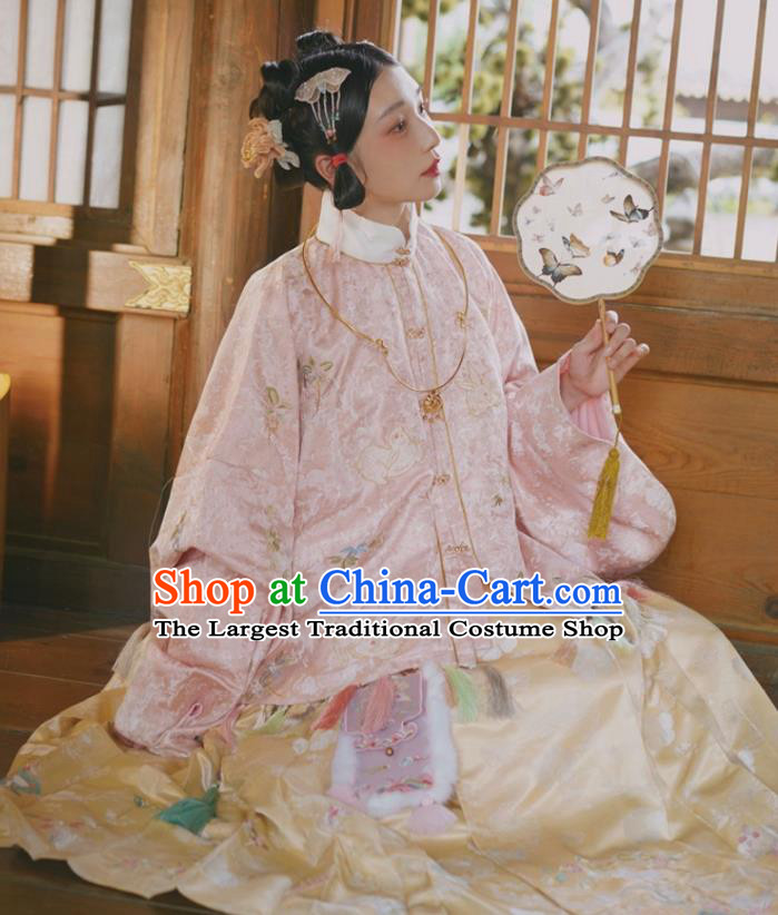 China Ancient Nobility Lady Hanfu Clothing Traditional Ming Dynasty Patrician Female Embroidered Costumes Full Set