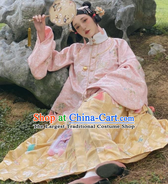 China Ancient Nobility Lady Hanfu Clothing Traditional Ming Dynasty Patrician Female Embroidered Costumes Full Set