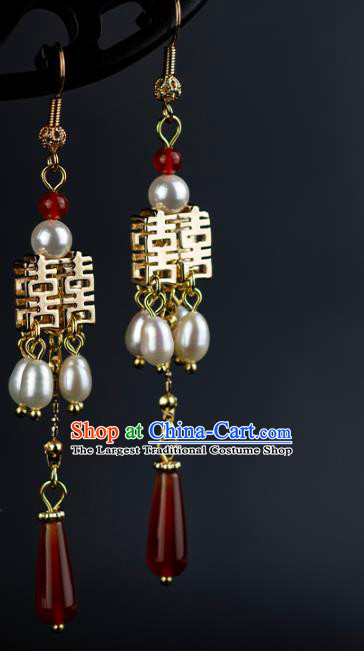 China Ancient Princess Ear Accessories Traditional Hanfu Wedding Golden Earrings