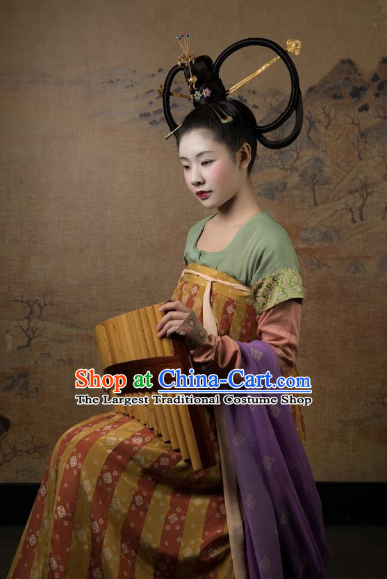 China Ancient Court Lady Hanfu Dress Costumes Traditional Early Tang Dynasty Historical Clothing