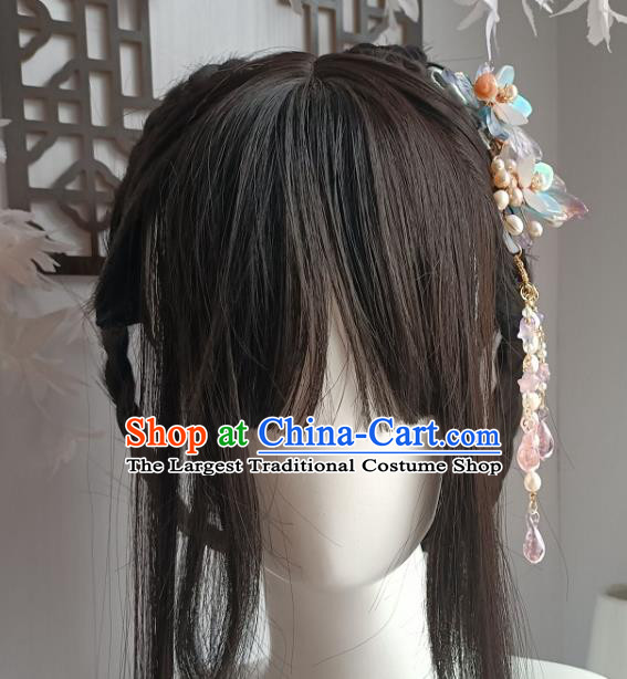 Chinese Ancient Young Woman Hairpin Hanfu Hair Accessories Traditional Ming Dynasty Wisteria Tassel Hair Claw