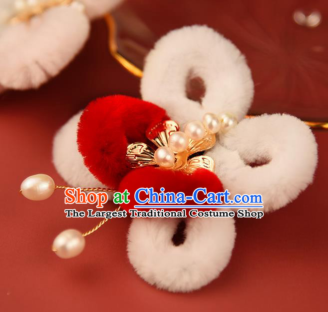 Chinese Traditional Hanfu Velvet Butterfly Hair Claw Handmade Hair Accessories