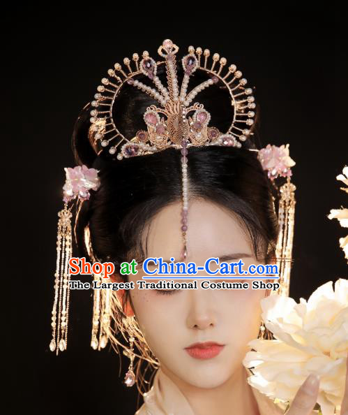 Chinese Handmade Traditional Song Dynasty Hair Accessories Ancient Princess Phoenix Hair Crown