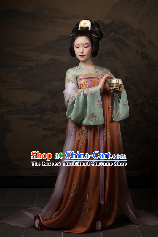 China Traditional Tang Dynasty Palace Lady Historical Clothing Ancient Court Woman Hanfu Costumes