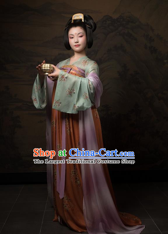 China Traditional Tang Dynasty Palace Lady Historical Clothing Ancient Court Woman Hanfu Costumes