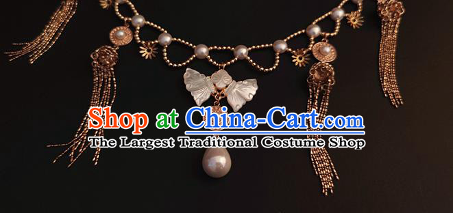 China Classical Ancient Princess Shell Butterfly Necklace Traditional Song Dynasty Court Pearls Necklet Accessories