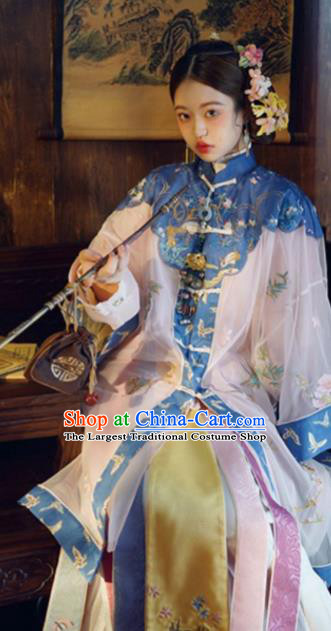 China Qing Dynasty Imperial Concubine Historical Costumes Ancient Court Woman Embroidered Clothing