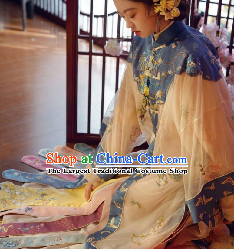 China Qing Dynasty Imperial Concubine Historical Costumes Ancient Court Woman Embroidered Clothing