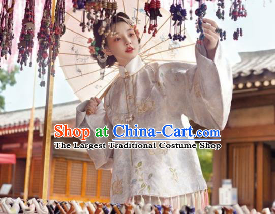 China Ancient Patrician Woman Embroidered Hanfu Clothing Traditional Ming Dynasty Court Historical Costumes Complete Set
