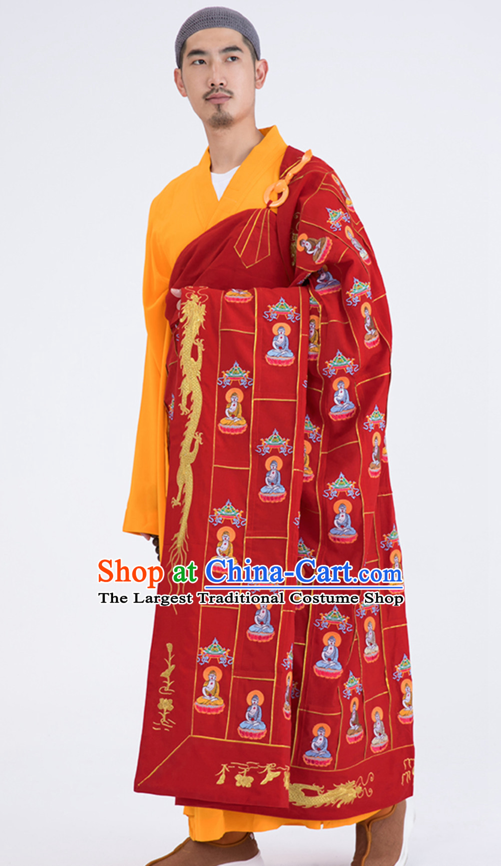 Chinese Traditional Kesa Kasaya Buddhist Monk Clothing Complete Set