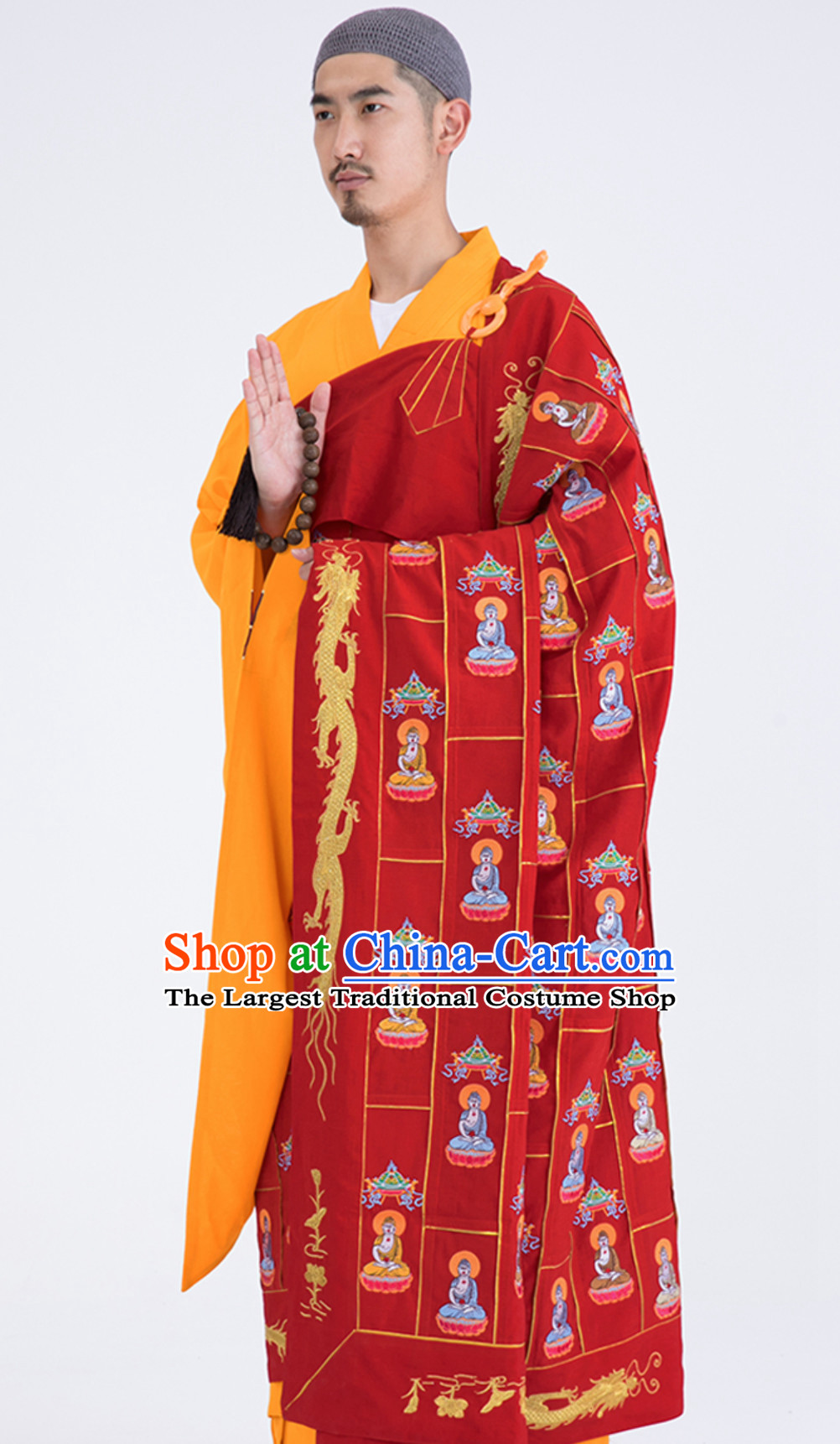 Chinese Traditional Kesa Kasaya Buddhist Monk Clothing Complete Set