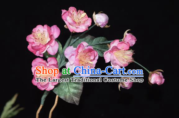 Chinese Handmade Hair Accessories Cheongsam Pink Silk Begonia Hairpin Traditional Hanfu Hair Stick