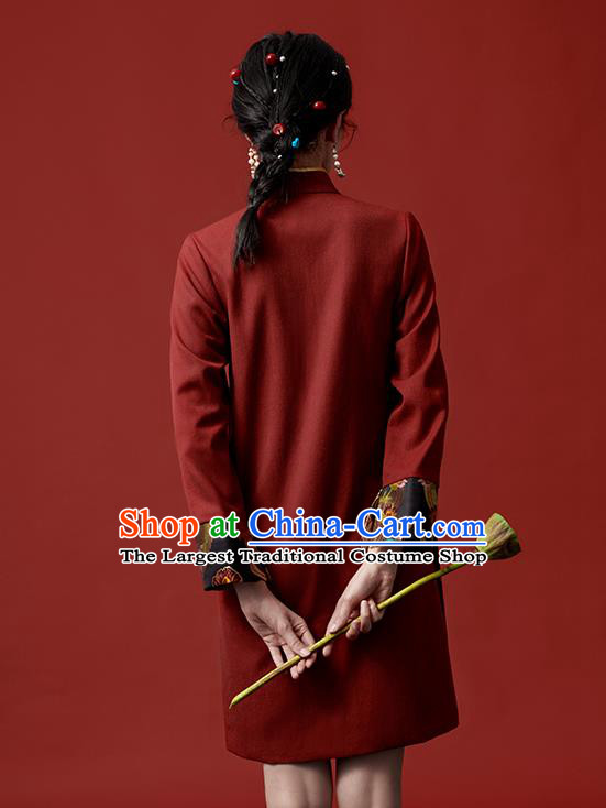 China Zang Nationality Red Dress Clothing Tibetan Ethnic Young Lady Costume
