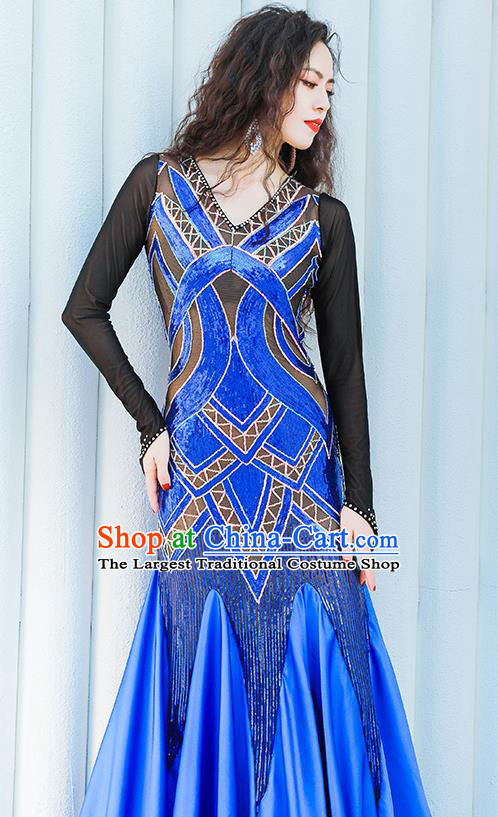 Asian Oriental Dance Royalblue Fishtail Dress India Traditional Belly Dance Clothing