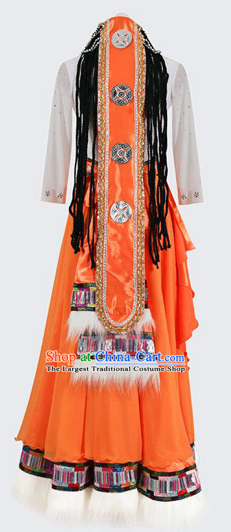 China Traditional Tibetan Ethnic Folk Dance Clothing Zang Nationality Stage Performance Costumes