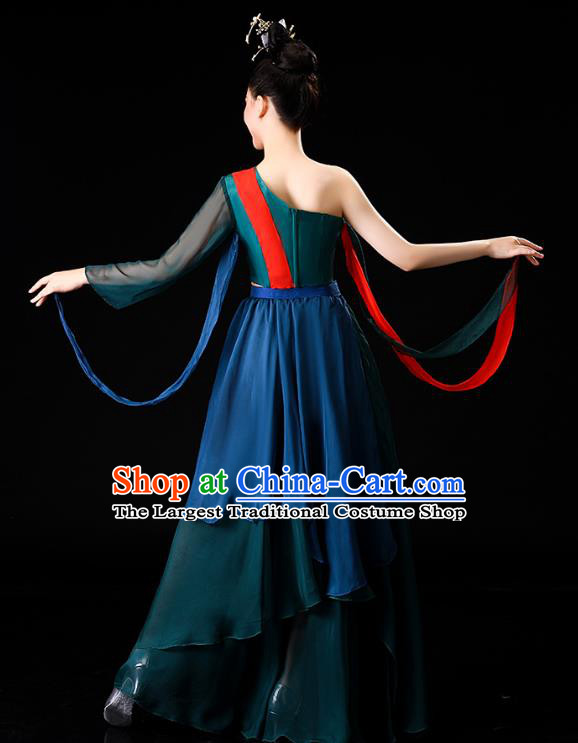 China Classical Dance Clothing Fan Dance Opening Dance Deep Green Outfits