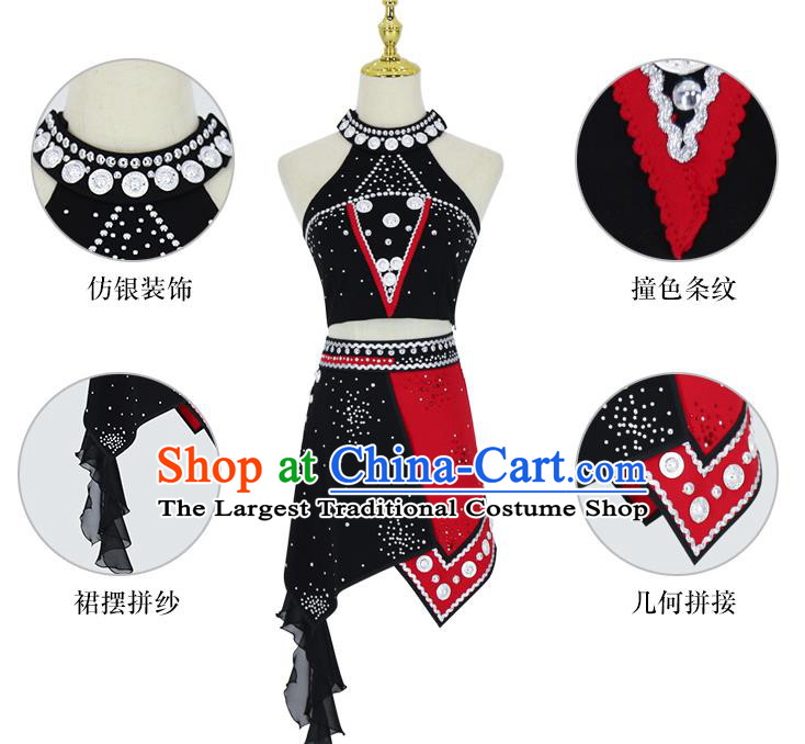 China Traditional Ethnic Dance Competition Clothing Wa Nationality Folk Dance Costumes