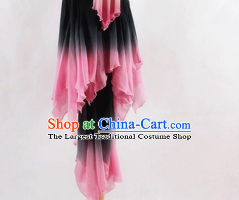 Chinese Classical Dance Pink Outfits Lotus Dance Stage Performance Clothing and Headwear