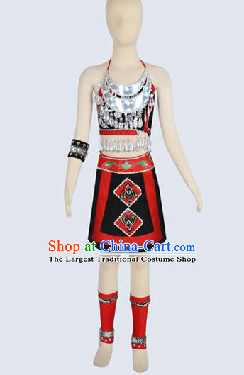 Chinese Miao Nationality Stage Performance Clothing Hmong Ethnic Folk Dance Outfits for Kids