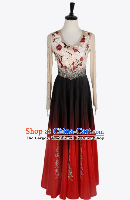 Chinese Stage Performance Embroidered Clothing Classical Dance Red Dress