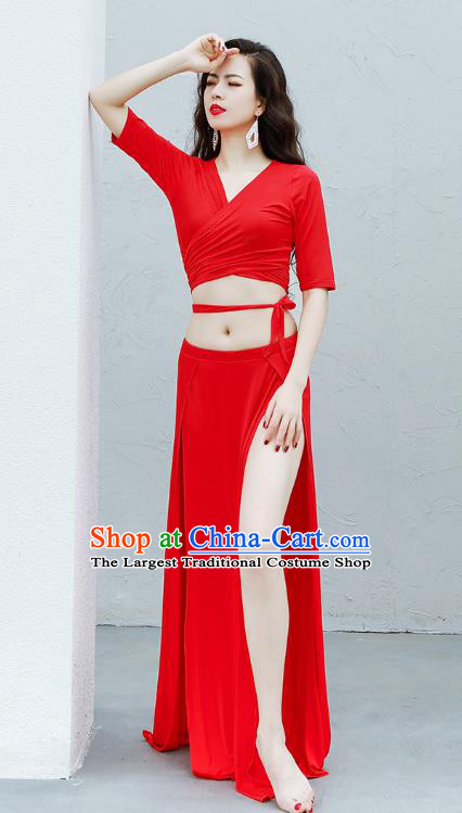 Asian Indian Belly Dance Woman Costume Traditional Oriental Dance Raks Sharki Training Red Uniforms