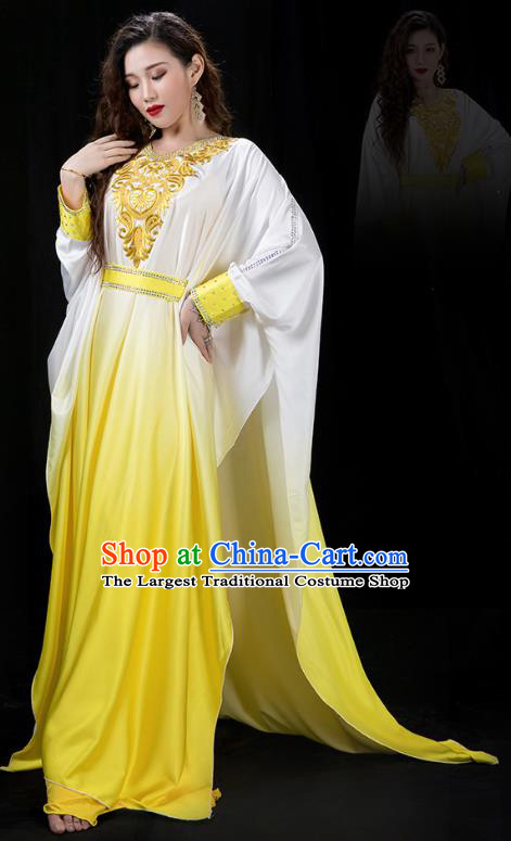 Indian Belly Dance Performance Yellow Dress Traditional Asian Oriental Dance Khaliji Costumes