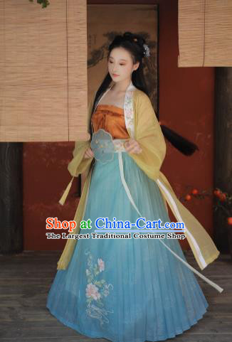 China Ancient Village Girl Hanfu Dress Historical Costumes Traditional Song Dynasty Young Lady Clothing