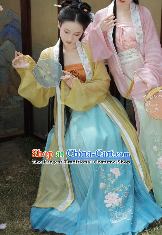 China Ancient Village Girl Hanfu Dress Historical Costumes Traditional Song Dynasty Young Lady Clothing