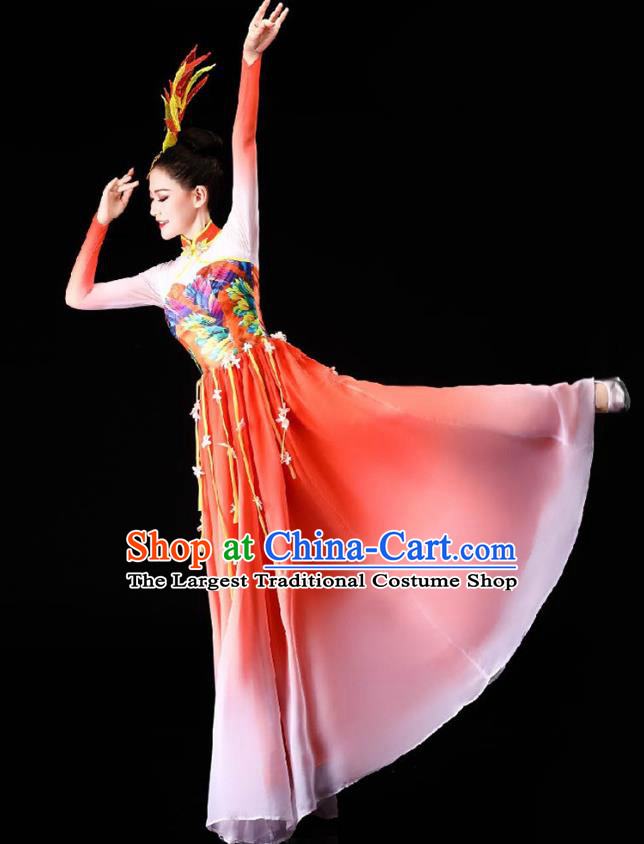 China Opening Dance Red Dress Classical Dance Clothing Chorus Group Costume