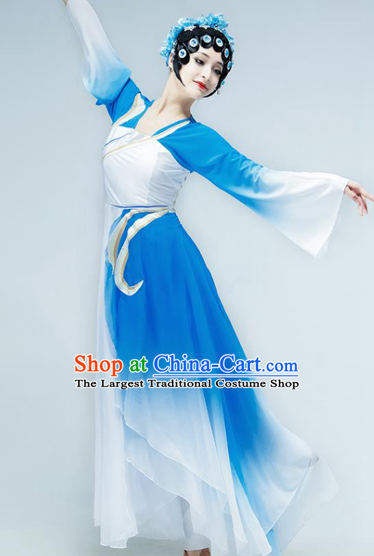 Chinese Beijing Opera Dance Blue Dress Classical Dance Stage Performance Clothing