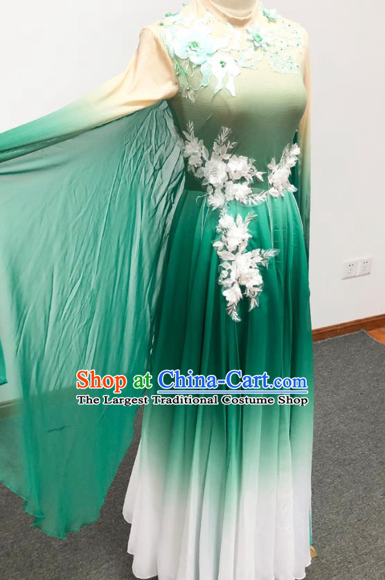 Chinese Palace Fan Dance Beauty Dance Performance Clothing Classical Dance Green Dress