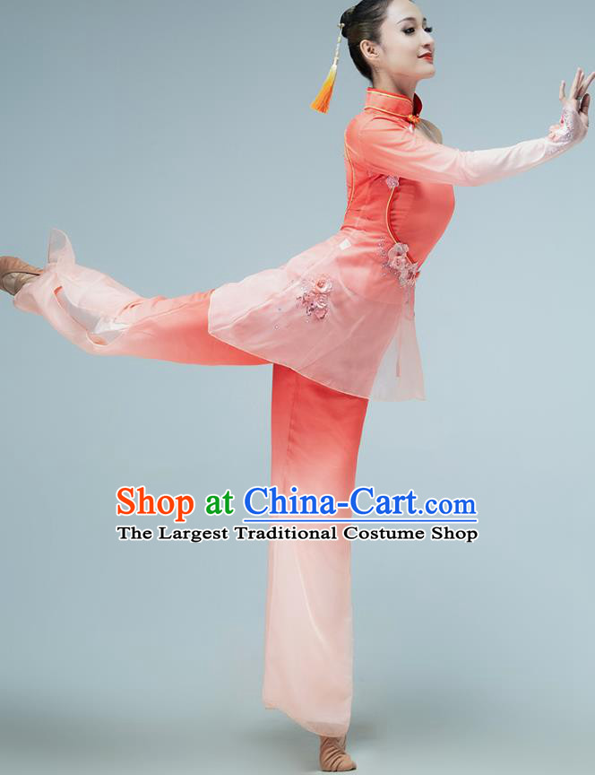 Chinese Jiaozhou Yangko Dance Stage Performance Clothing Folk Dance Fan Dance Pink Outfits
