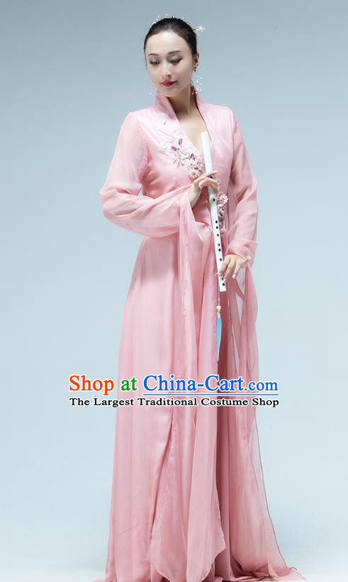 Chinese Classical Dance Pink Water Sleeve Dress Umbrella Dance Performance Clothing