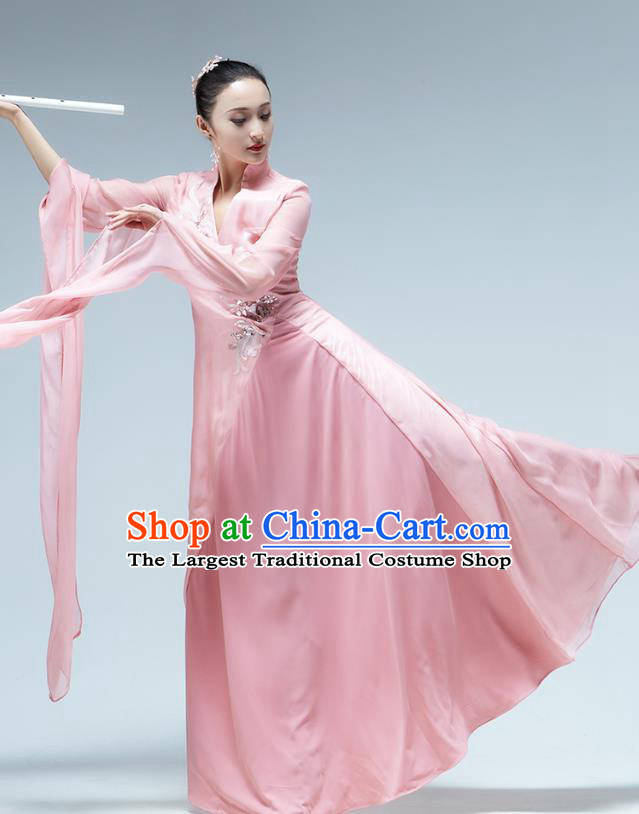 Chinese Classical Dance Pink Water Sleeve Dress Umbrella Dance Performance Clothing