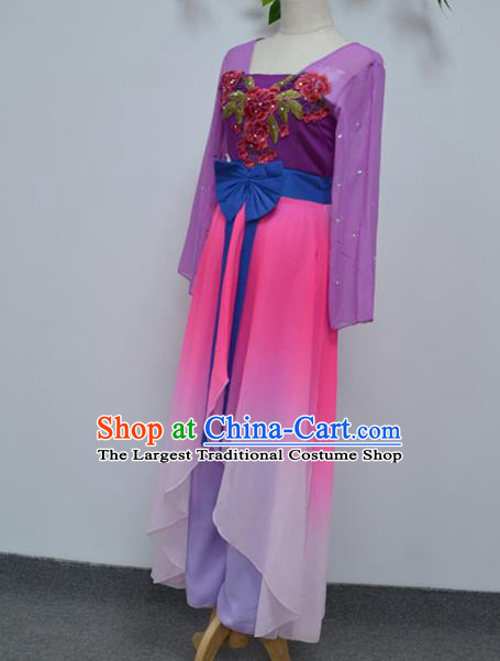 Chinese Umbrella Dance Clothing Classical Dance Purple Dress Stage Performance Outfits