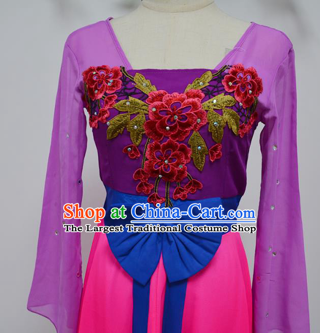 Chinese Umbrella Dance Clothing Classical Dance Purple Dress Stage Performance Outfits
