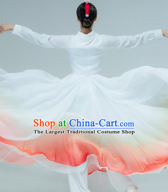Chinese Traditional Korean Nationality Performance White Dress Korean Ethnic Folk Dance Clothing