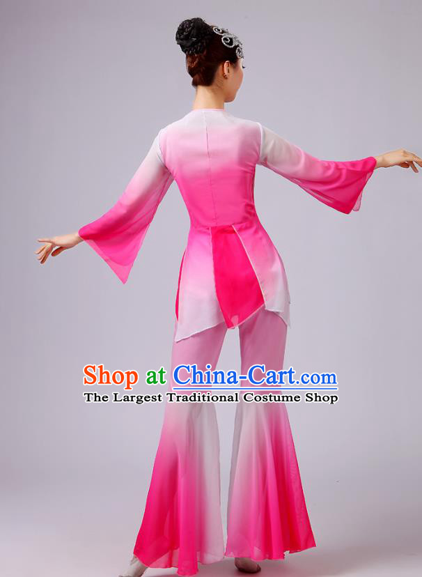 China Yangko Dance Embroidered Peony Pink Outfits Folk Dance Stage Performance Clothing Fan Dance Costume
