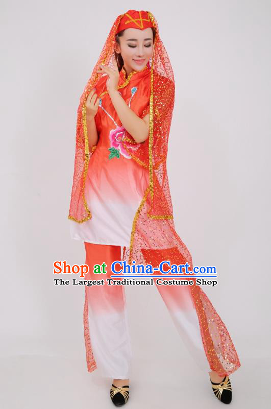 Chinese Ningxia Ethnic Wedding Red Outfits Traditional Hui Nationality Bride Clothing