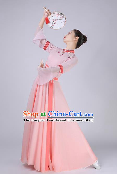 China Female Group Dance Clothing Fan Dance Costume Classical Dance Pink Dress
