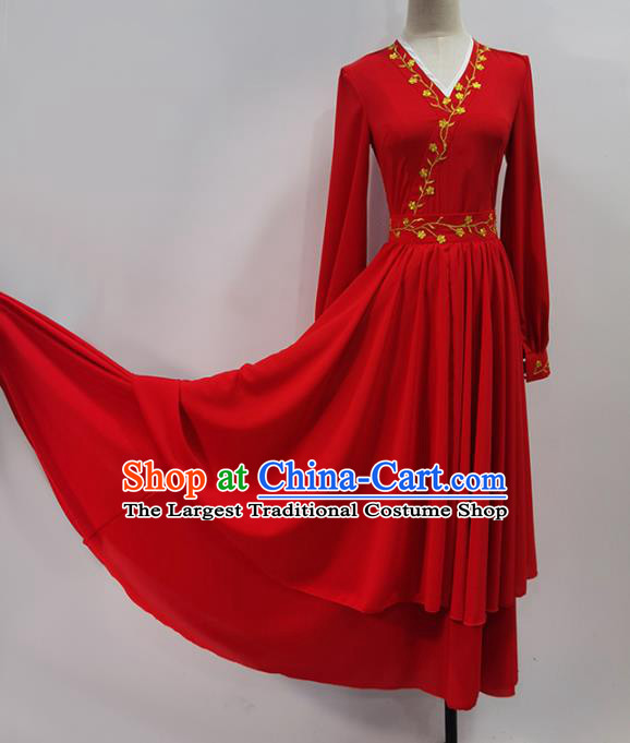 China Stage Performance Clothing Goddess Dance Costume Classical Dance Red Dress