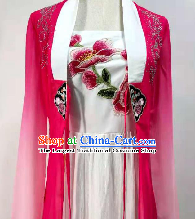 China Umbrella Dance Clothing Stage Performance Costume Classical Dance Rosy Outfits