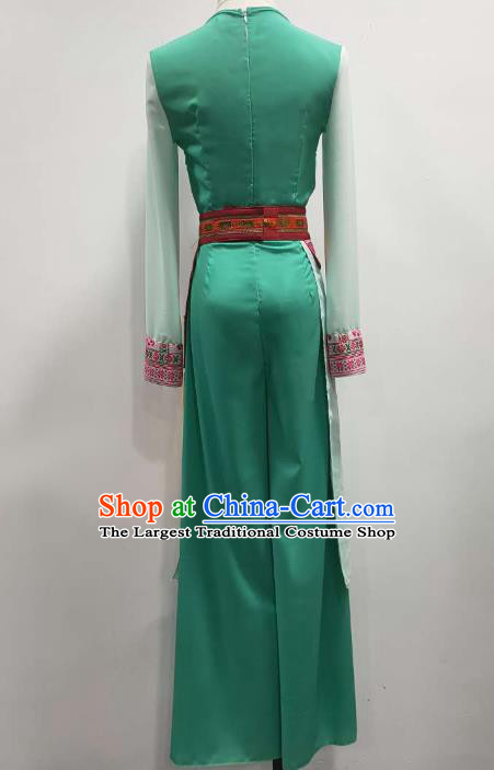 China Stage Performance Costume Classical Dance Green Outfits Umbrella Dance Clothing