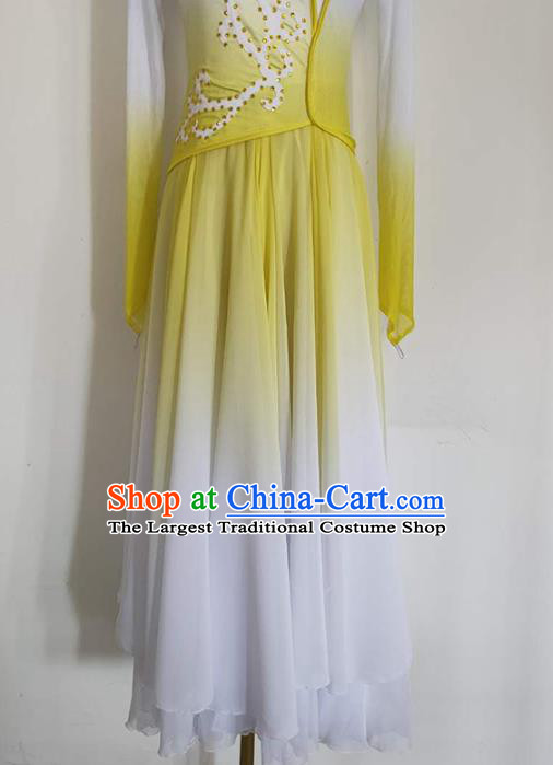 China Stage Performance Clothing Goddess Dance Costume Classical Dance Yellow Dress