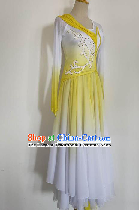 China Stage Performance Clothing Goddess Dance Costume Classical Dance Yellow Dress