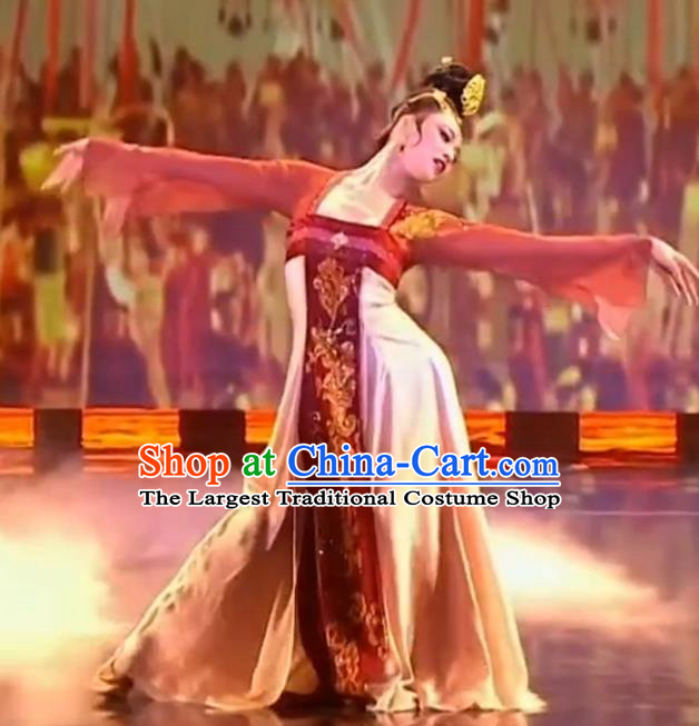 China Tang Dynasty Court Beauty Clothing Classical Dance Costume Stage Performance Hanfu Dress