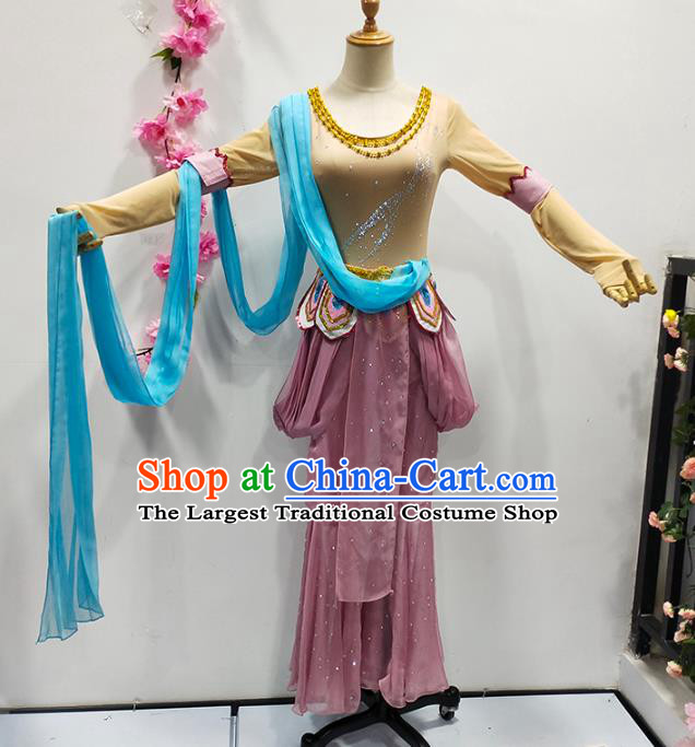 China Goddess Dance Costume Flying Apsaras Stage Performance Lilac Outfits Classical Dance Clothing