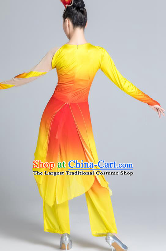 China Yangko Dance Yellow Outfits Stage Performance Costume Folk Dance Clothing