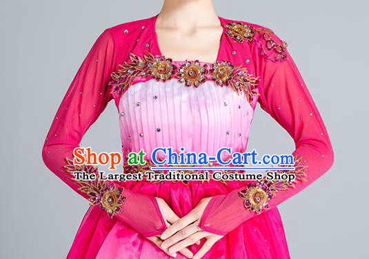 China Opening Dance Rosy Dress Lotus Dance Stage Performance Costume Modern Dance Clothing